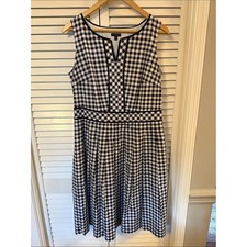 Talbots Black White Gingham Midi Dress • Fit & Flare • Classic Style • Women's
