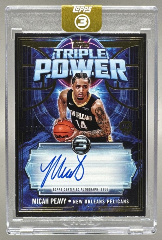 Micah Peavy 2025 Topps Three #TP-MP Triple Power RC Rookie Auto /49