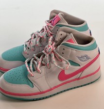 Nike Air Jordan 1 Mid Digital Pink Green Soar White GS Size 5 5Y Retails 200