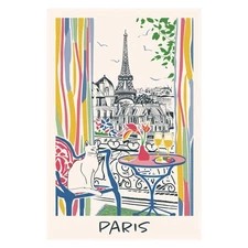 French Dishtowel Window to Paris 100% Cotton. Made in France