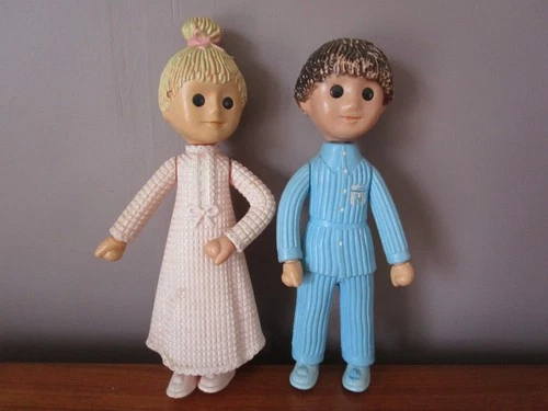 Vintage Nicolas and Pimprenelle Plastic Dolls "Good Night Little Ones"