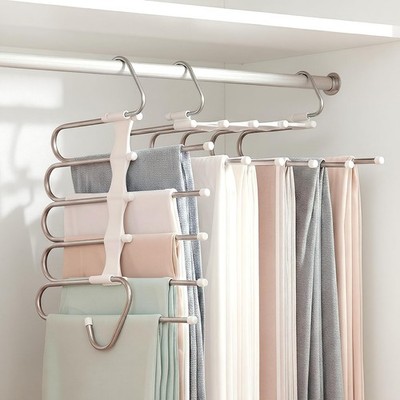 Pants Hangers Space Saving 5 Tier - 2 Pack Closet Organizers and Storage Clos...