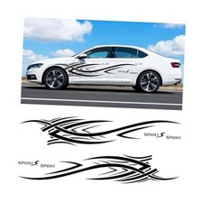 Car Side Body Sticker, 2PCS/Set 94.5" Flame Graphics Racing Sports Vinyl Black
