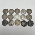 Antique Barber Dime Coin Lot (15) Mints Vary, Circulated, 1.0851 Troy Oz