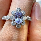925 Sterling Silver Ring 6x4mm Natural Tanzanite Gemstone Zircon Flower Handmade — photo 8