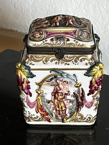Antique Capodimonte Porcelain Lidded  Jar