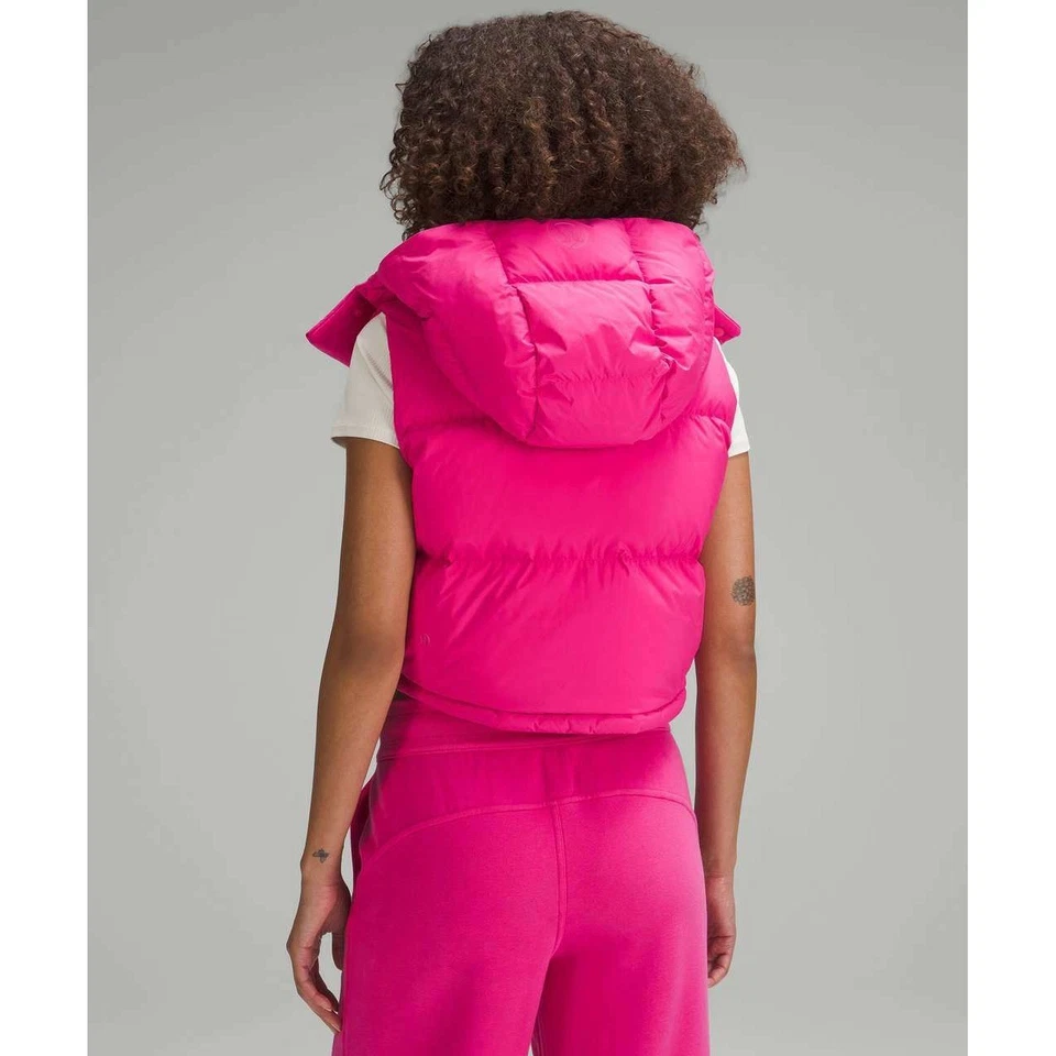 Lululemon Wunder Puff Super Cropped Vest Size 12 Sonic Pink Puffer Hooded NWT - Image 4 of 4