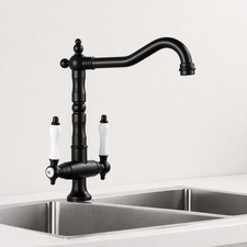 Nuie Kosi Matte Black Mono Kitchen Sink Mixer Swivel Tap Dual Lever Handle