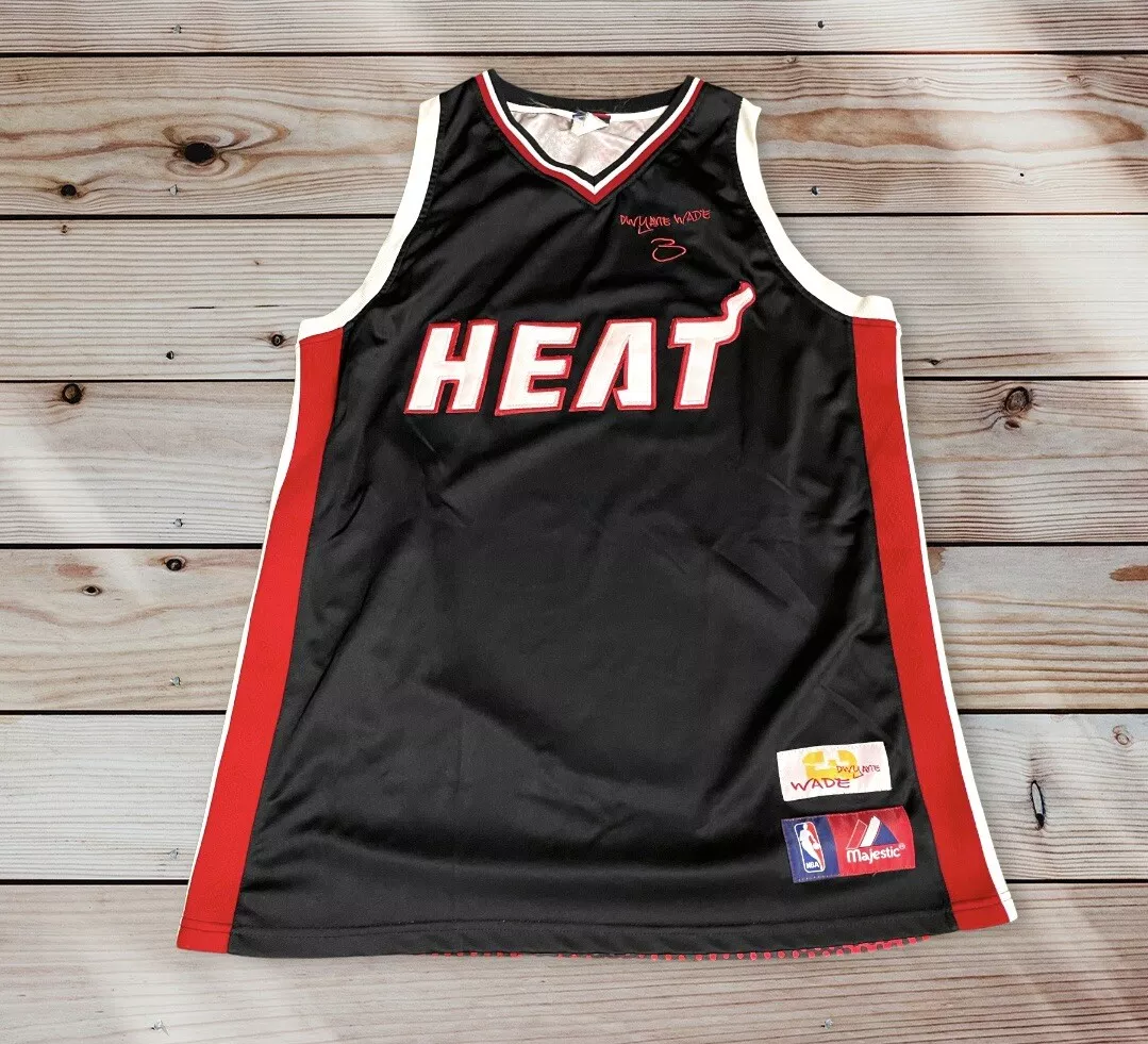 Dwayne Wade 3 Miami Heat Majestic NBA Sewn Jersey Back Photo Image Size XL