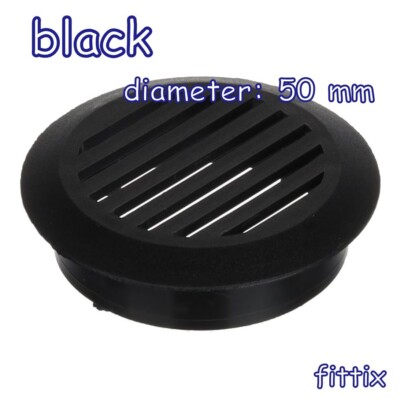 Runder Kunststoff-Kanalentlüfter zur Abdeckung einer runden Lüftungsöffnung, schwarz, 50 mm