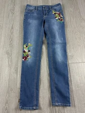 Vigoss Skinny Jeans Youth Size 16 Floral embroidered