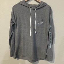 Vineyard Vines GRAY Hoodie stripped Edgartown Long Sleeve T-shirt SMALL