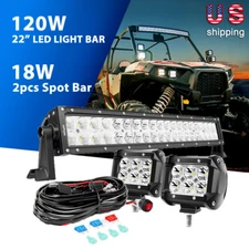 Nilight 120W 22Inch LED Light Bar 2PCS Spot Work Lights Pods for Off-road 4WD 4"