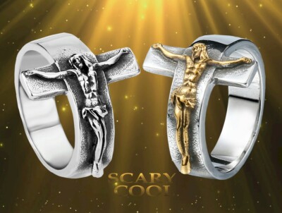 New Jesus Christ Cross Mens Gothic Biker Ring
