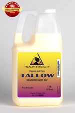 TALLOW ORGANIC GRASS-FED RENDERED BEEF FAT DEODORIZED 100% PURE 7 LB