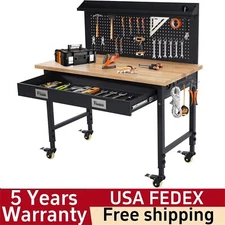 48" Workbench Adjustable Height Workstation with Drawer Storage Backplate 2000LB