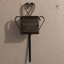 For HUSBAND XXX A 4" Slate Memorial Plaque Stake - Grave Marker /Outdoor Garden.