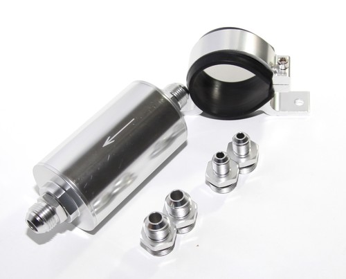 50MM 100 Micron Racing Inline Fuel Filter With Mount with AN10