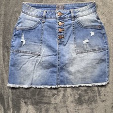 Justice Girls Denim Stretch Jeans Button Up Skirt Size 16 Built-in Shorts