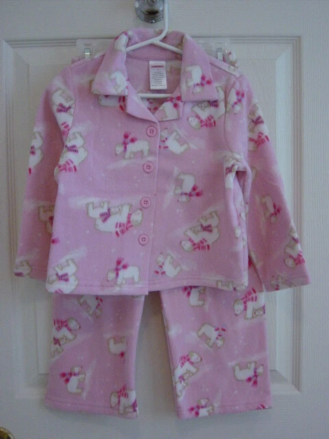 GYMBOREE Pale Pink Polar Bear Fleece Pjs Pajamas Girl Size 4 NWT Winter
