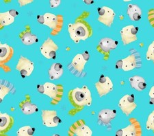 Susybee Burr The Polar Bear Furry Faces Cotton Quilt Fabric By The Yard