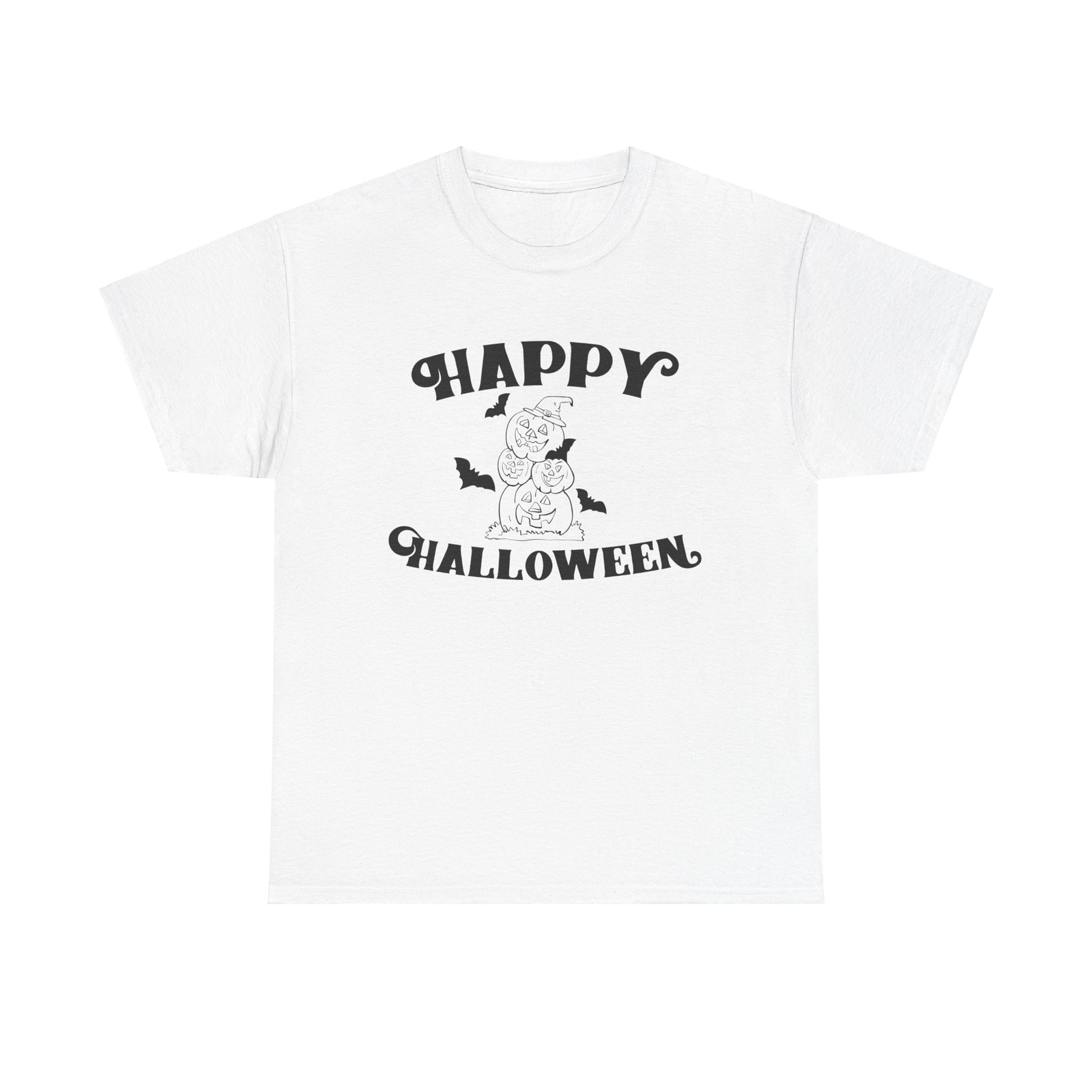 Happy Halloween Pumpkins Bats T-Shirt - spooky festive fall october party quote