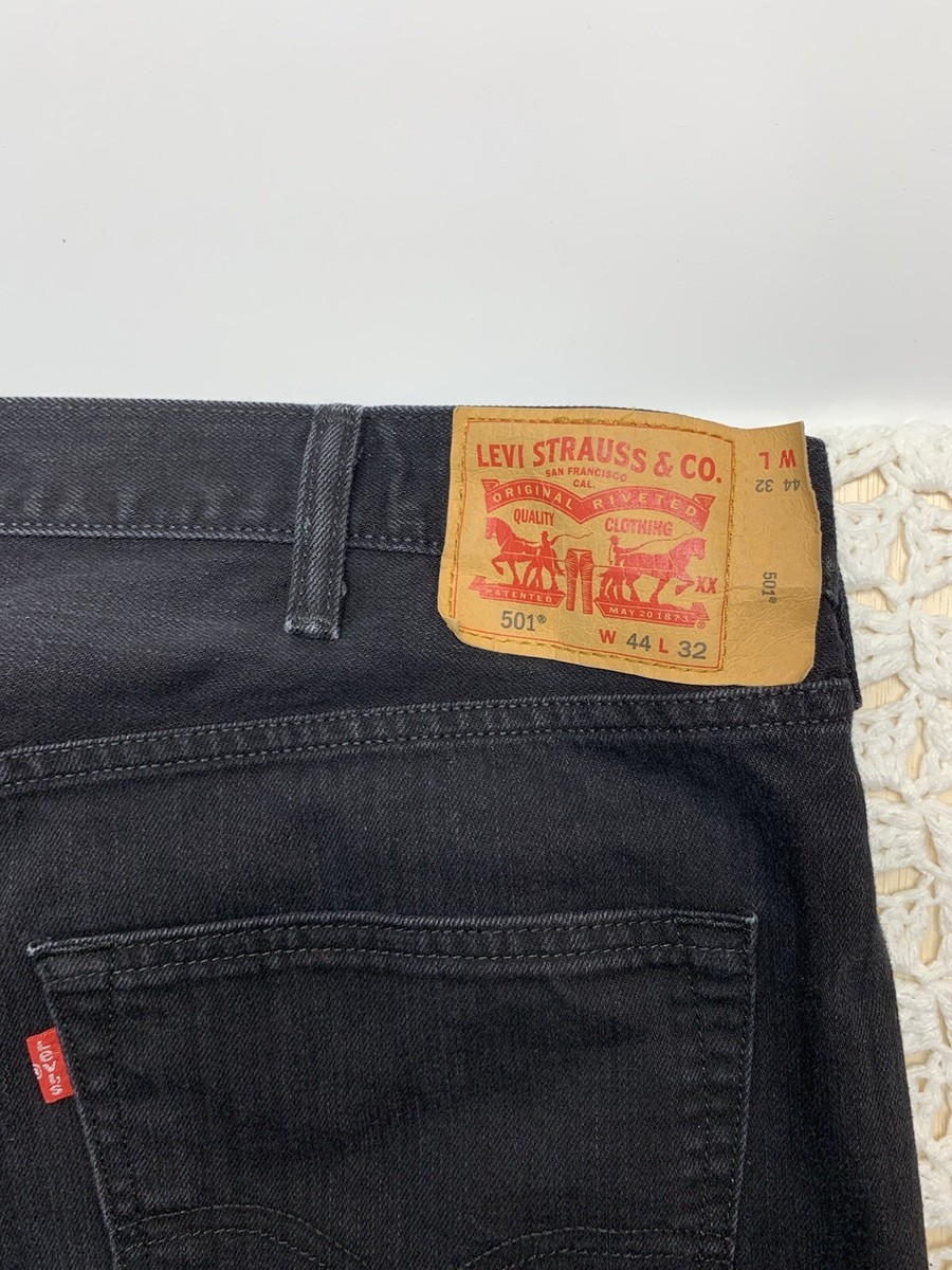 Levi's 501 Black Jeans Mens 44x32 Approx 42x31 Black Button Fly
