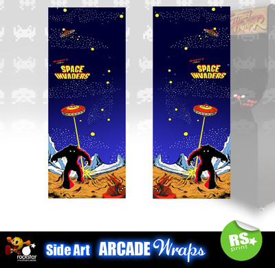 Space Invaders V2  Arcade Side Artwork Stickers Graphics Laminated All Sizes  