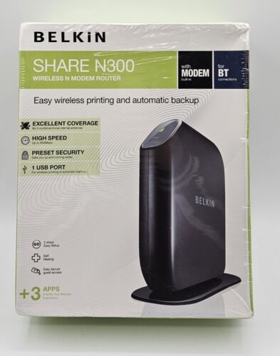 Belkin Wireless Printing Router Share N300 Including New Sealed  - Picture 1 of 7