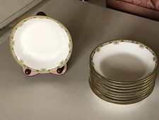 10 ANTIQUE LIMOGES P AND P FRANCE ART DECO SOUP/CEREAL BOWLS FLORAL GOLD GUILD