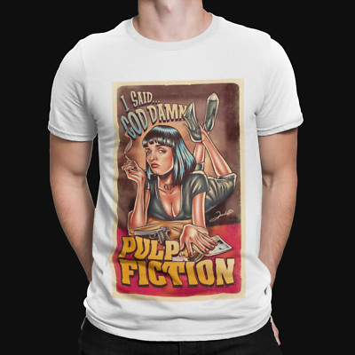 Pulp Fiction Art T-Shirt Mia Wallace Tarantino Film Retro 80s 90s Cool  Movie UK
