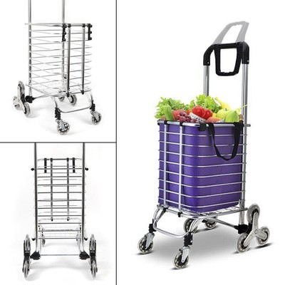 Foldable Shopping Cart Trolley Cart Climbing Push Transport Delivery Cart Basket