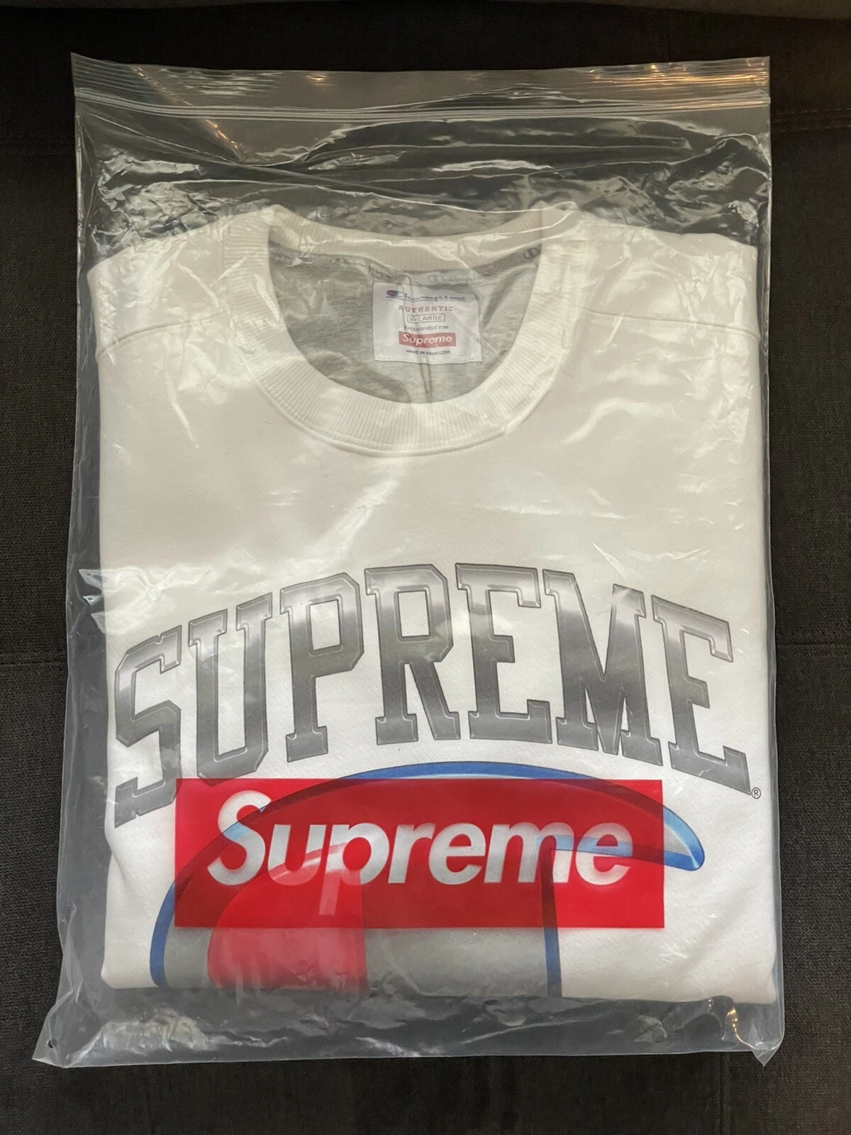 Supreme x Champion Chrome Crewneck blanc (taille XL) flambant neuf SS19
