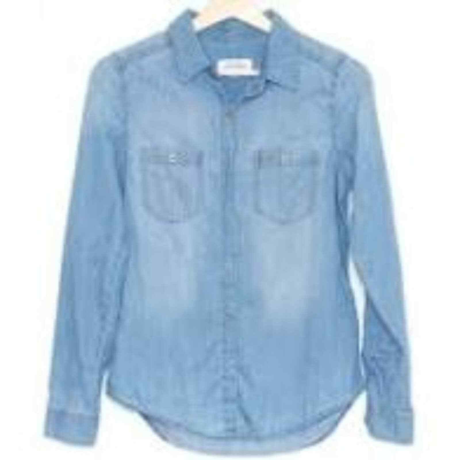 WAX JEAN Basic Denim Chambray Button Up Shirt S - image 1