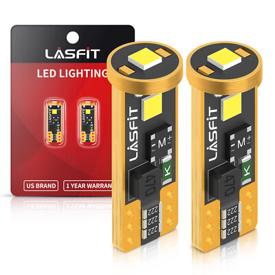2X LASFIT T10 2825 194 168 License Plate Map Light LED White Light Canbus Bulb