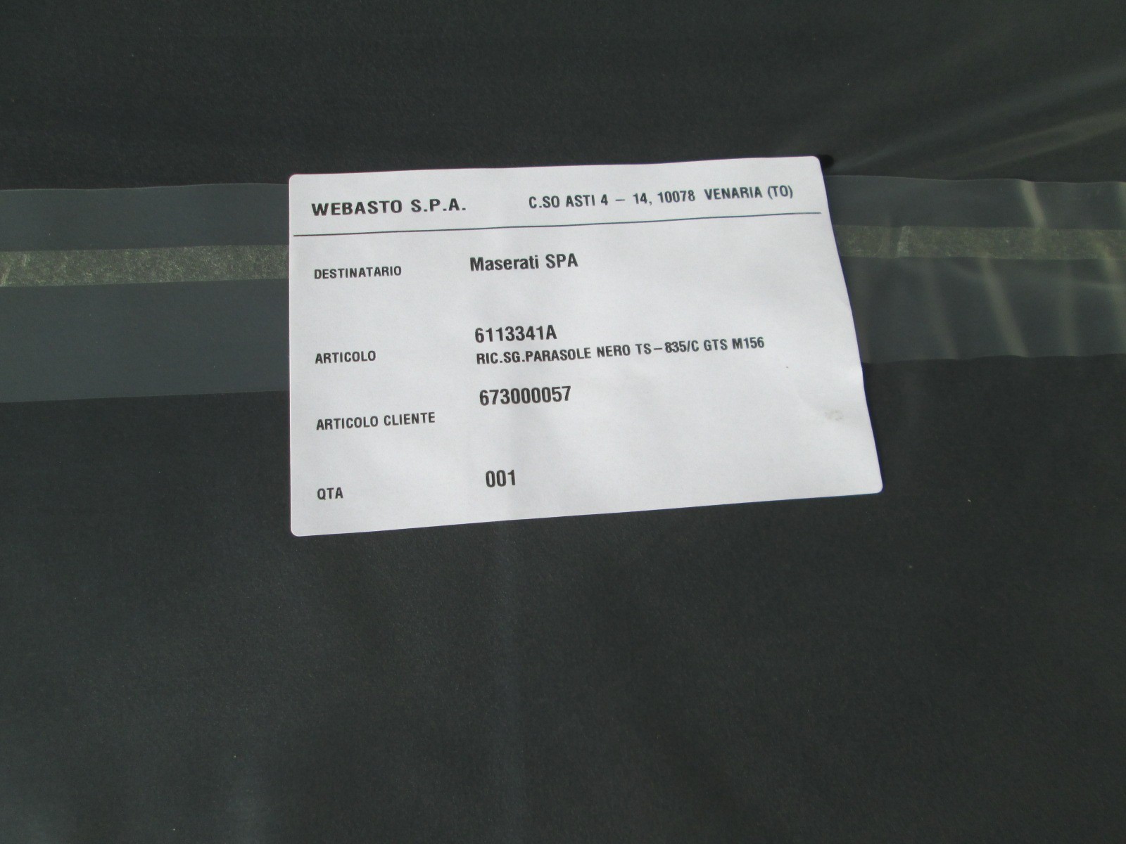 Maserati Quattroporte Ghibli - Sunroof Sun Visor - Black - NEW  # 673000057