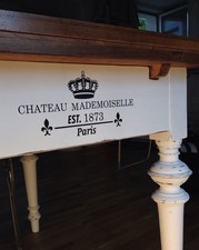 Shabby Wasserf.Aufkleber Möbeltattoo f.Schrank,Vitrine,Tisch,Buffet,Vintage weiß