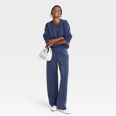 Women's High-Rise Full Jogger Knit Pants - A New Day Navy M