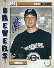 Autographed CHRIS CAPUANO  Milwaukee Brewers 8x10 Photo - COA