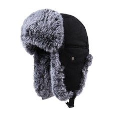 Men Plush Faux Fur Lined Warm Hat Trapper Cap Ear Flap Winter Thermal Fashion