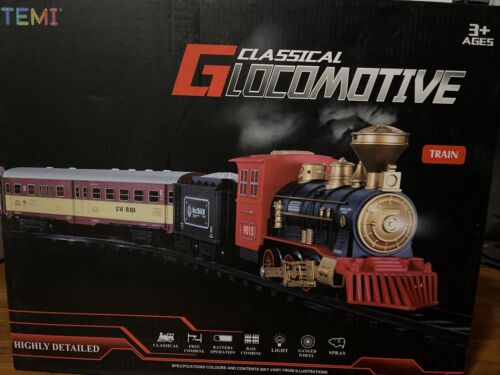 Temi G1 Classical Locomotive Glocomotive Train Set Steam Effect Battery Operated - Afbeelding 1 van 2