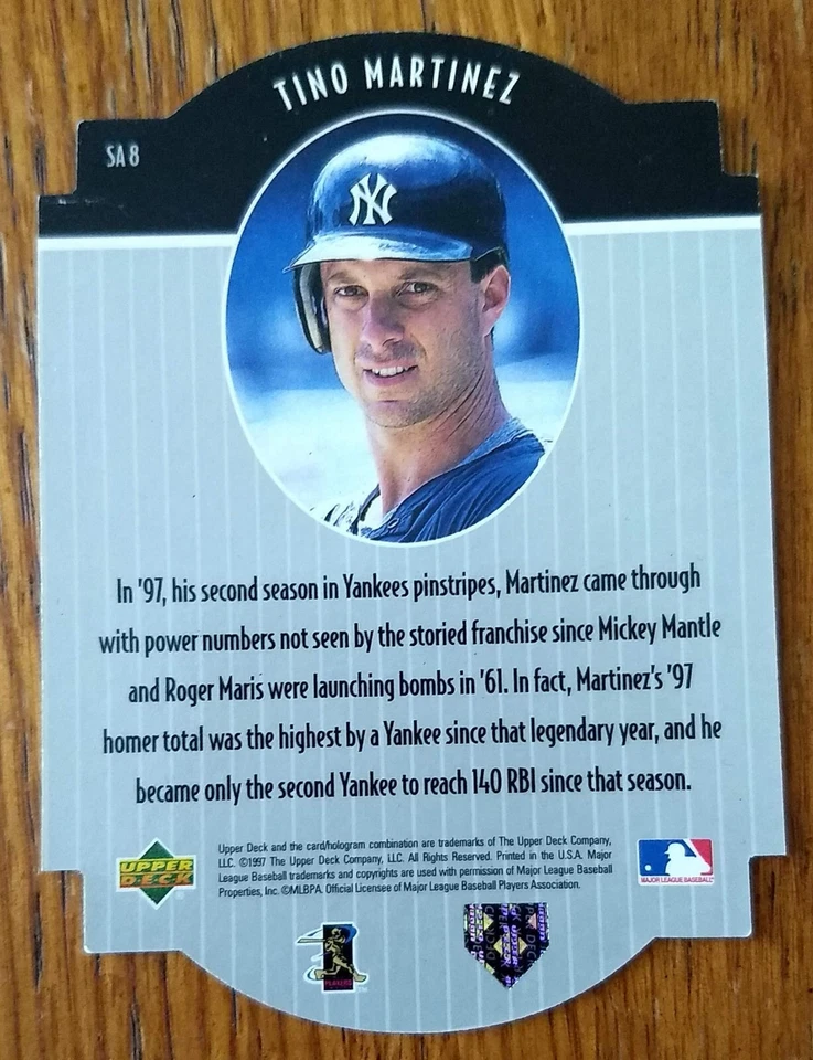 TINO MARTINEZ, 1997 UPPER DECK STAR ATTRACTIONS DIE CUT #SA8, YANKEES - Image 2 of 2
