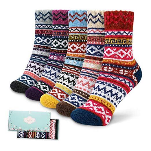Socks Women, Soft Knit Wool Winter Thick Warm Cabin Fuzzy 5-9 Multicolor-2-image