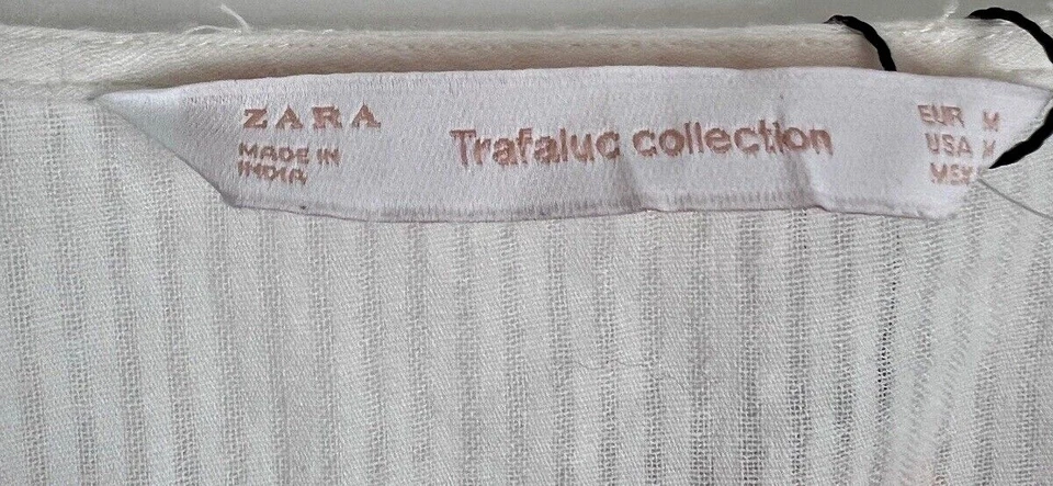 ZARA Tunic Top Medium White & Red Cotton Tasselled Embroidered Indian Boho - Image 2 of 4