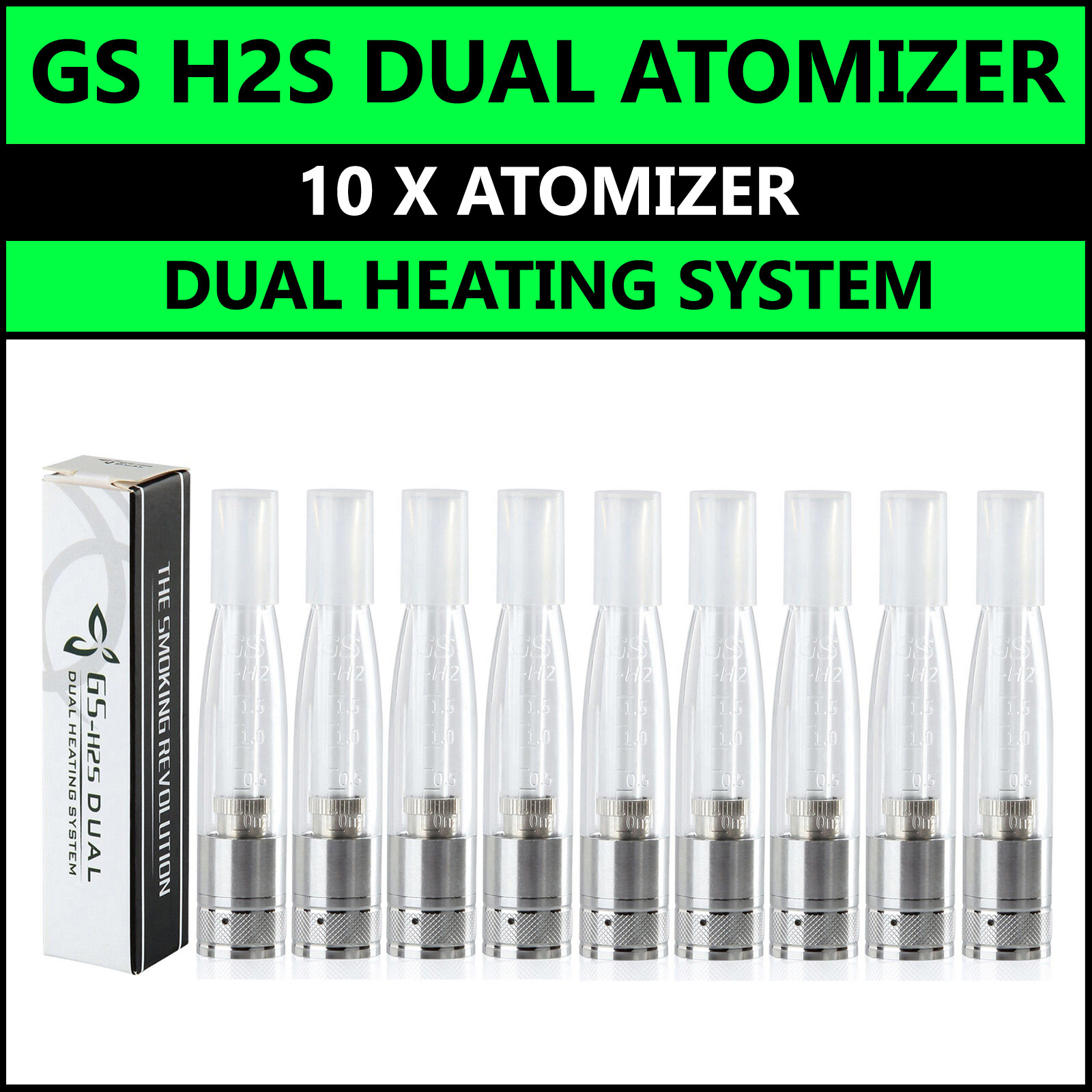 GS H2S Dual Coil Atomiser Clearomiser Ecigarette Vape tops Atomizer