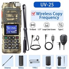 BAOFENG UV25 FM WALKIE TALKIE LONG RANGE TRI-POWER TWO WAY HAM RADIO SET PACKAGE