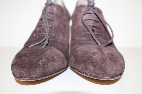 Talbots Womens High Heel Lace Up Oxford Shoe Sz 10 B Brown Suede Leather Cap Toe - Picture 6 of 12