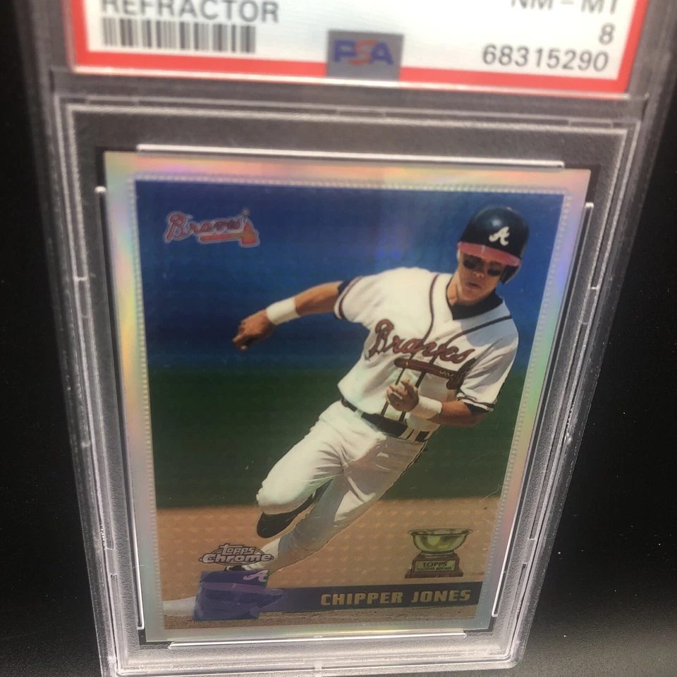 1996 TOPPS CHROME ROOKIE CUP REFRACTOR #52 CHIPPER JONES SP PSA 8 NM-MT CENTERED - Image 3 of 4