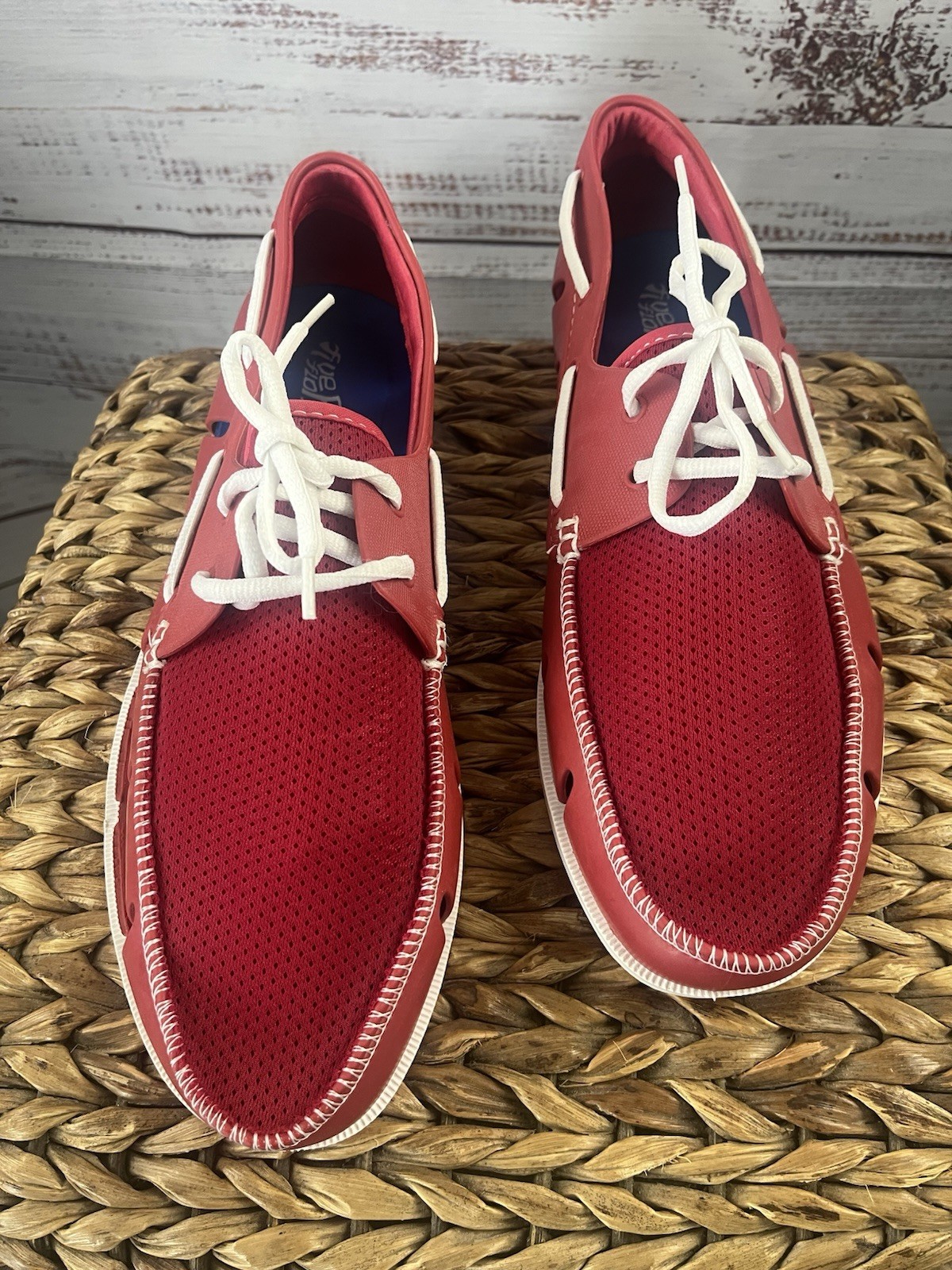Five Flops Aqua Shoes Men XL 10-11 Red White Water Slip On Rubber Boat Shoes