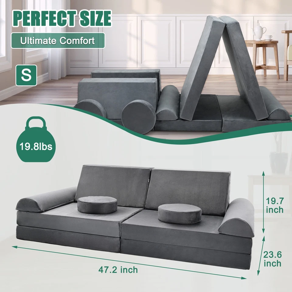 Sofá de Juego para Niños 10 Piezas Sofá de Juego Modular para Niños Espuma de Alta Densidad Desplegable Foto 4 de 4